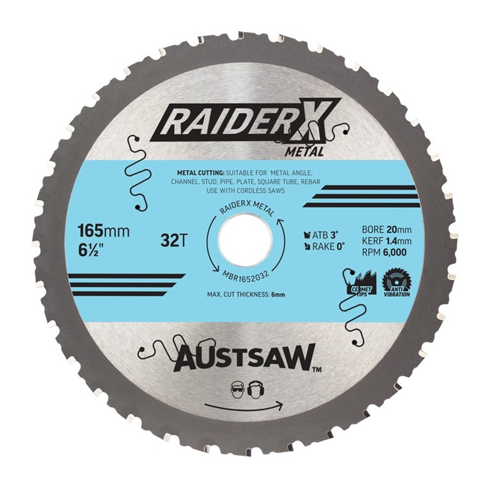 AUSTSAW RAIDERX METAL BLADE 165MM X 20 X 32T